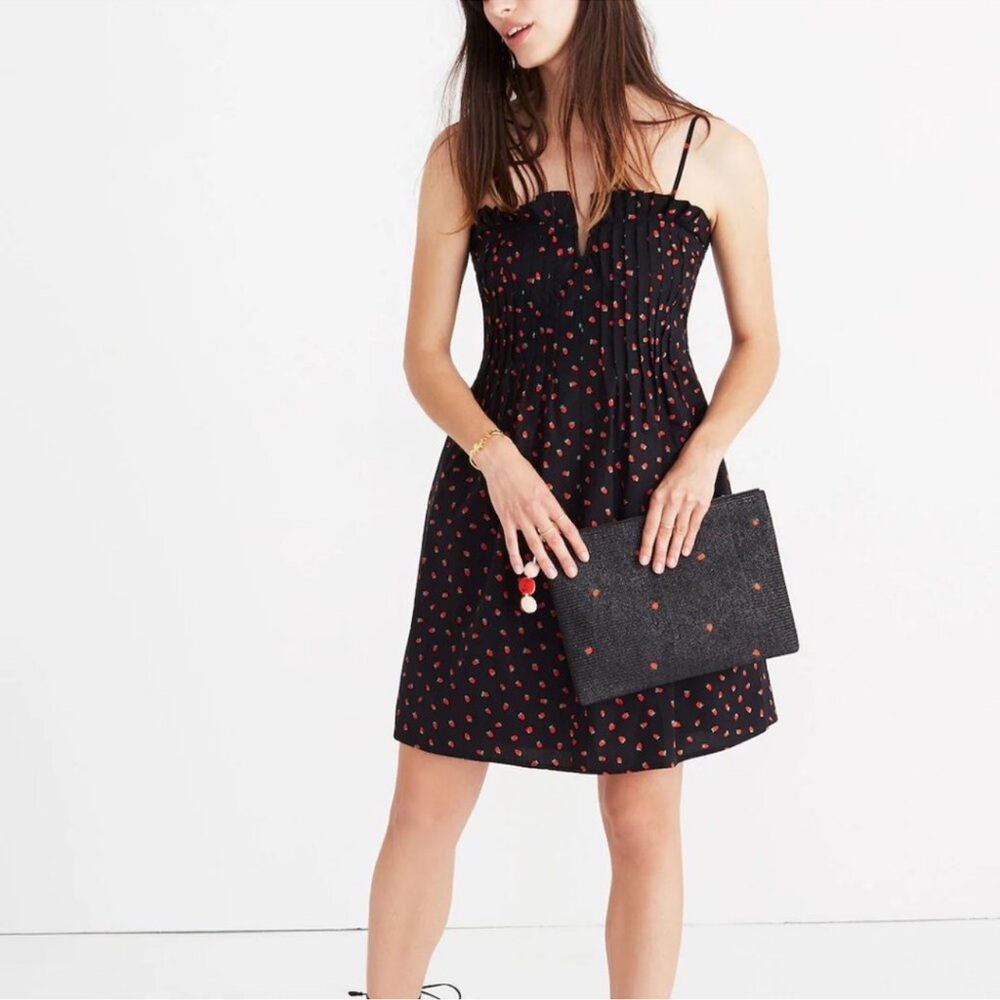 NWT Madewell Pintuck Cami Dress in Fresh Strawberries